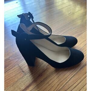Marc Fisher Black Suede Leather Heels – 3.5" Ankle Strap